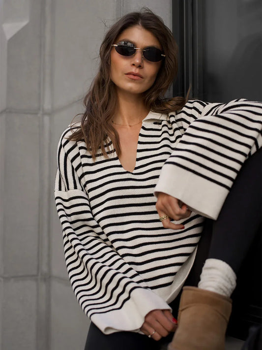 Classic Striped Relaxed Knit Top