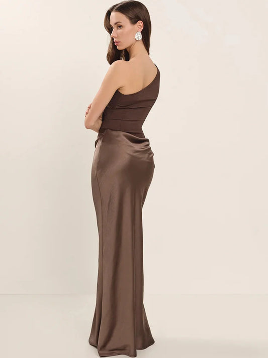 Ophelia One-Shoulder Satin Gown