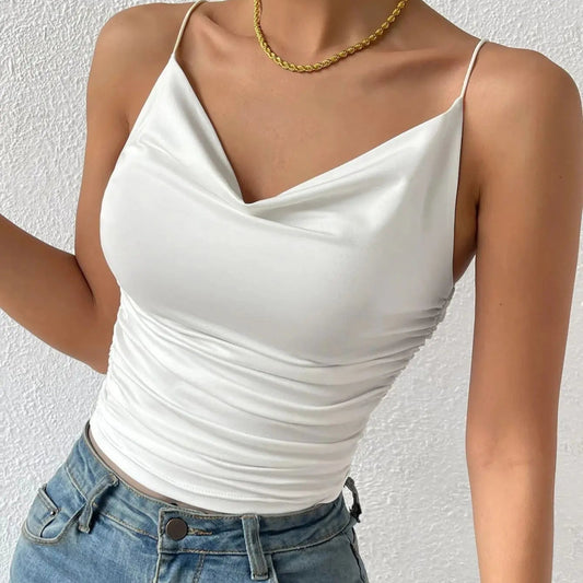 Minimalist Satin Cowl Neck Camisole