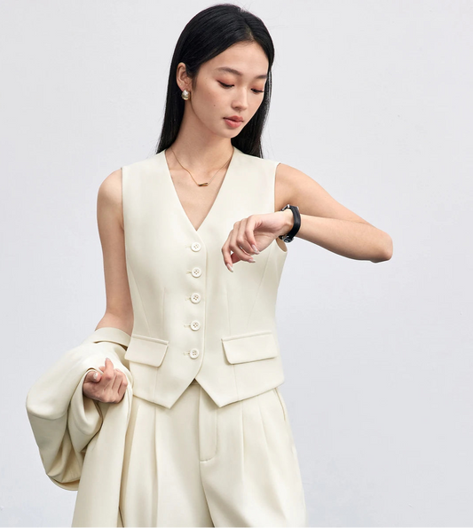 Tailored Elegance Suit Vest – Ivory