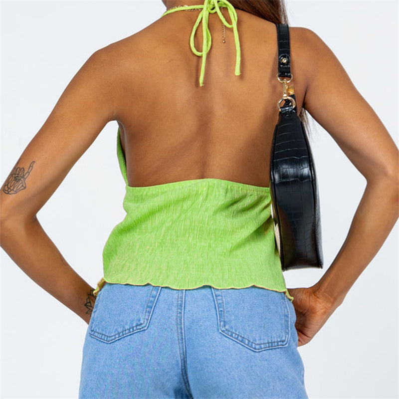 Front Tie Halter Crop Top