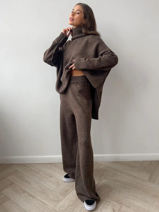 Cozy Knit Turtleneck Sweater Set